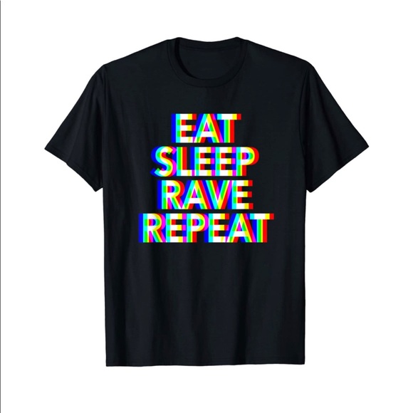 [ Sold ] Eat Sleep Rave Repeat 3D Look Black T-Shirt, Large - Picture 1 of 5